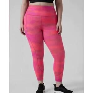 NEW ATHLETA Rainier Printed Pink Athletic Leggings Tight Women's 3X